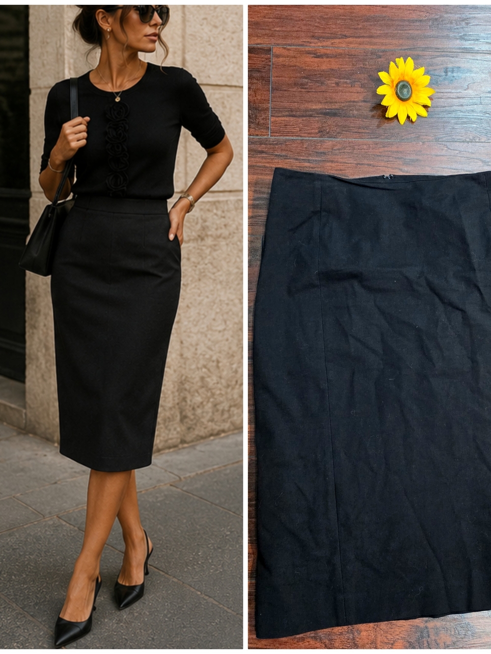 Theory Classic Black Pencil Skirt - Sleek Workwear